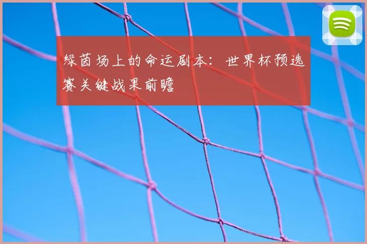 绿茵场上的命运剧本:世界杯预选赛关键战果前瞻